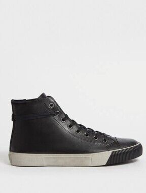 ALLSAINTS Mens Black Osun Leather High Top Lace Up Sneakers